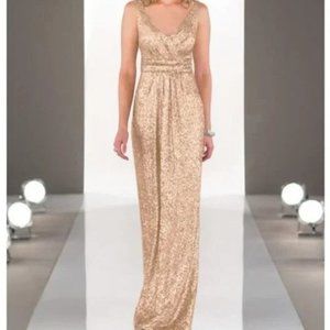 Sorella Vita Gold Champaign Sequin Formal Maxi Dress Size 12